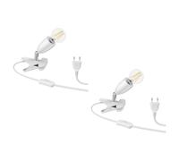ledscom.de 2 pezzi E27 lampada a morsetto LIK, bianco incl. E27 Lampada LED 1020lm bianco, regolazione a 3 livelli senza dimmer con interruttore della luce