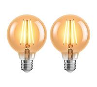ledscom.de 2 pezzi E27 Lampadina LED, G95, bianco extra caldo (2500 K), 7,3 W, 818lm, dimmer a 3 fasi, color oro