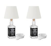 ledscom.de 2 pezzi Lampada da tavolo FLAKO, cavo tessile bianco, paralume bianco