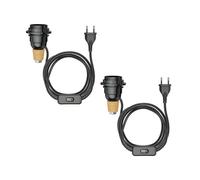 2x lampada da tavolo in sughero FLAKO con interruttore e cavo tessile nero 1x