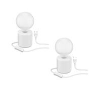 ledscom.de 2 pezzi lampada da tavolo TIPO in porcellana con globo bianco rotondo incl. lampada E27 G125 extra opaca bianco caldo 550lm