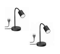 ledscom.de 2 pezzi Lampada da tavolo WAIKA, collo d'oca, interruttore, nero, 1x GU10 max. 60W