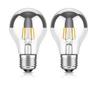 ledscom.de 2 lampadine LED E27 per specchietto retrovisore A60, 2600K bianco caldo, 399 lm, 4,3 W, 230 V - Lampadina con base argentata - non dimmerabile