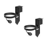 ledscom.de 2 pezzi presa da giardino a colonna PIWI con picchetto a terra e cavo da 2 m per esterni, IP44, singola, nero