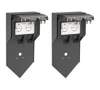 ledscom.de 2 pezzi presa da giardino a colonna POXO per esterni, IP65, 2 vie, acciaio inox, antracite/nero, angolare, 40 cm