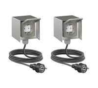 ledscom.de 2 prese da esterno per giardino STEDDA, cavo da 5 m, IP44, a 1 via