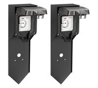 ledscom.de 2 prese da giardino a colonna POXO con picchetto a terra per esterni, IP65, singole, acciaio inox, nero, angolari, 40 cm