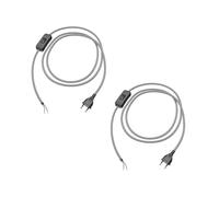 2x spina Euro tipo C con cavo tessile interruttore 2 m nero bianco seghettato 2