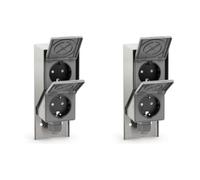 ledscom.de 2 prese PIWI per esterni/ambienti umidi, a vista, IP44, doppia presa Schuko, 16 A/230 V, acciaio inossidabile, plastica, montaggio verticale
