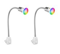 ledscom.de 2 pz. attacco LESCH lampada da lettura a collo d'oca, interruttore, cromo incl. Smart Home RGBW GU10 LED, 5,41W, 473lm