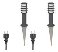 ledscom.de 2 pz. bitta luminosa PORU con picchetto a terra e cavo da 2m per esterni, IP44, griglia, 39cm, antracite, incl. lampada E27 471lm, bianco extra-caldo