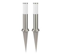 ledscom.de 2 pz. bitta luminosa PORU con picchetto a terra per esterni, acciaio inox, rotonda, 39 cm, attacco E27