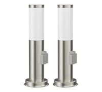 ledscom.de 2 pz. bitta luminosa PORU con presa per esterni, acciaio inox, 39 cm, incl. E27 LED, classe di efficienza energetica A (bianco caldo, 4W, 935lm)