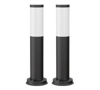 ledscom.de 2 pz. bitta luminosa PORU nera per esterni, acciaio inox, rotonda, 38,5cm, incl. lampadina E27 3,99W extra-bianco caldo 471lm