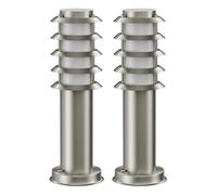 ledscom.de 2 pz. bitta luminosa PORU per esterni, IP44, griglia, 39cm, acciaio inox, incl. lampada E27 471lm, bianco extra-caldo