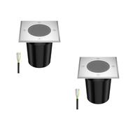 ledscom.de 2 pz. lampada da incasso a pavimento RELI per esterni, IP67, acciaio inox, angolare, 11 x 11cm, 1x GU10 max. 15W, smerigliato