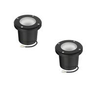 ledscom.de 2 pz. lampada da incasso a terra BOFU per esterni, IP67, orientabile, nera, rotonda, 150mm Ø, 1x GU10 max. 15W, vetro smerigliato