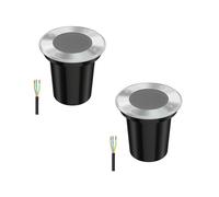ledscom.de 2 pz. luce da incasso a terra BOLI per esterni, IP67, acciaio inox, rotonda, 108mm Ø, 1x GU10 max. 15W, smerigliata