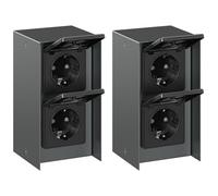 ledscom.de 2 pz. presa a muro STEDDA, IP44, acciaio inox - presa a muro resistente alle intemperie, antracite, verticale, con 2 prese per giardino, terrazza e aree esterne