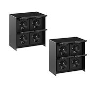 ledscom.de 2 pz. presa a muro STEDDA, IP44, acciaio inox - presa a muro resistente alle intemperie, nera, quadrata, con 4 prese per giardino, terrazza e aree esterne