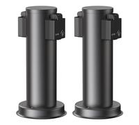 ledscom.de 2 pz. presa da giardino a colonna PORU per esterni, IP44, 2 vie, acciaio inox, nero, rotonda, 27 cm