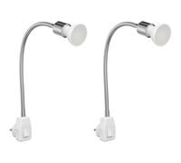 ledscom.de 2 pz. zoccolo LESCH lampada da lettura a collo d'oca, interruttore, cromo incl. GU10 lampada LED 4,914W 450lm 100° bianco caldo