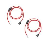 ledscom.de 2 spine europee tipo C con cavo intrecciato, interruttore, 2 m, rosso, 2 x 0,75 mm²