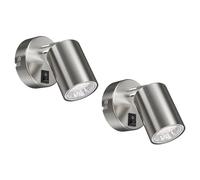 ledscom.de 2 spot a parete WAIKA, a fiamma singola, con interruttore, GU10, cromo opaco, incl. lampada LED GU10 (bianco, 2.076W, 206lm, 110°)