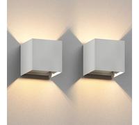 ledscom.de 2 x CUBEL applique per esterni, IP65, up/downlight, bianco opaco, quadrato, 1x G9 max. 10W
