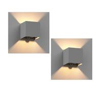 2x applique CUBEL per esterni IP65 up/downlight rilevatore di movimento grigio