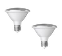 ledscom.de 2 x E27 lampadina LED, PAR30 collo corto, bianco caldo (2700 K), 12,9 W, 994lm, 42°, specchio riflettore (argento)