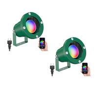 ledscom.de 2 x faretti da giardino DUK per esterni, IP65, spina, verde, incl. Smart Home RGBW GU10 Lampada LED 473lm