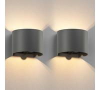 ledscom.de 2 x lampada da parete RUNEL per esterni, IP65, up/downlight, rilevatore di movimento, antracite opaco, rotonda, 1x G9 max. 10W