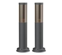 ledscom.de 2 x luce da sentiero/bitta luminosa/luce da giardino PORU per esterni, aspetto fumé, IP44, 39 cm, antracite, 1x E27 max. 40W