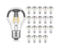 ledscom.de 20 lampadine LED E27 per specchietto retrovisore A60, 2600K bianco caldo, 399 lm, 4,3 W, 230 V - Lampadine con base argentata - non dimmerabili