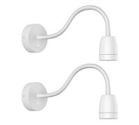 ledscom.de 2x applique POZ, collo d'oca, interruttore, porcellana, acciaio, bianco lucido, rotondo, 1x E27 max. 300W