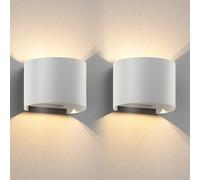 ledscom.de 2 x RUNEL applique per esterni, IP65, up/downlight, bianco opaco, rotondo, 1x G9 max. 10W