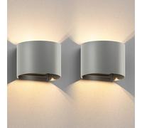 ledscom.de 2 x RUNEL applique per esterni, IP65, up/downlight, grigio opaco, rotondo, 1x G9 max. 10W