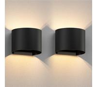 ledscom.de 2 x lampada da parete RUNEL per esterni, IP65, up/downlight, nero opaco, rotonda, 1x G9 max. 10W