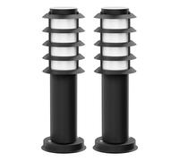 ledscom.de 2x bitta luminosa PORU per esterni, IP44, griglia, 39cm, nero, incl. lampada E27 471lm, bianco extra-caldo