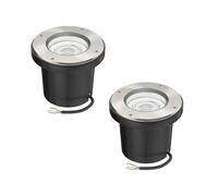 ledscom.de 2x faretti da incasso a pavimento BOFU per esterni, orientabili, in acciaio inossidabile, rotondi, IP67, Ø 150 mm, con lampadina LED inclusa (bianco caldo, 5,4 W, 510 lm, 45°)