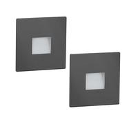 ledscom.de 2x faretti LED per scale/da incasso a parete FOW per interni ed esterni, downlight, quadrati, antracite, 85 x 85 mm, bianco caldo