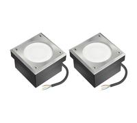 ledscom.de 2x GX53 pietra da pavimentazione a terra luce da incasso NEOLUM per esterni, IP67, angolare, 10 x10cm, incl. pinza per lampade