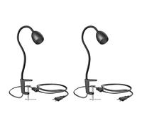 ledscom.de 2x lampada a morsetto, collo d'oca KLUK, interruttore, nero opaco, 1x GU10 max. 60W