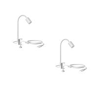 ledscom.de 2x lampada a morsetto, collo d'oca LELE, interruttore, bianco opaco, 1x E27 max. 60W