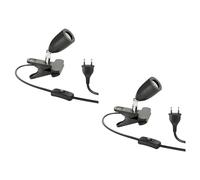 ledscom.de 2x lampada a morsetto LIK, interruttore, nero opaco, 1x E27 max. 60W