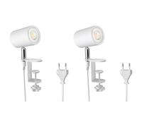 ledscom.de 2x lampada a morsetto WAIKA, interruttore, bianco opaco, incl. lampada LED GU10, 468lm bianco caldo
