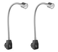 ledscom.de 2x lampada con presa/lampada da lettura LESCH, collo di cigno, interruttore, cromata/nera, 1x GU10 max. 10W