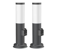 ledscom.de 2x lampada da giardino a palo con sensore PORU per esterni, IP44, 38 cm, antracite, 1xE27 max. 15 W, presa di corrente