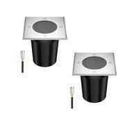 ledscom.de 2x Lampada da incasso a pavimento RELI per esterni, IP67, acciaio inox, angolare, 11 x 11 cm, 1x GU10 max. 15W